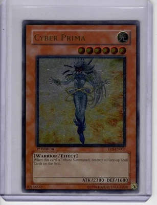 Played Yugioh TCG EOJ-EN007 Cyber Prima Ultimate Rare 1st Edition - Image 1 of 2