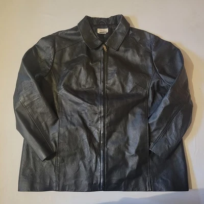 Chaqueta Tribeca Studio Mujer 22W Cuero Blazer Cremallera Completa Abrigo Negro Chaqueta Foto 1 de 4