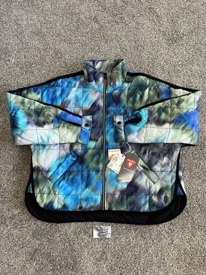 New Free People FP Movement Pippa Printed Blurry Blue Pullover Zip Jacket Medium - Image 1 of 4