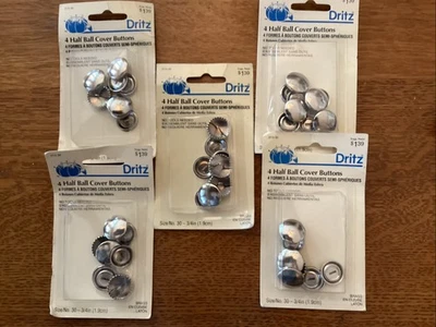 Dritz Half-Ball Cover Buttons Size 30 3/4" 4/Pkg, X 5 PACKAGES! 213-30 - Image 1 of 2