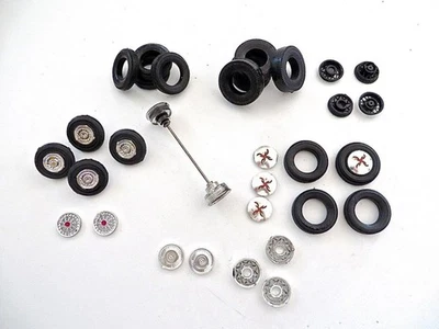 Generous Lot  Junkyard Model Parts Vintage AMT Monogram Tires, Hubs & Hub Caps - Image 1 of 4