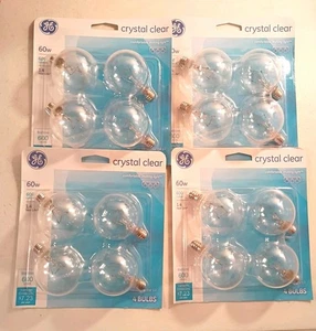 4 Packs Of 4 GE G16.5 Candelabra Base Bulbs Crystal Clear 60W  16 Bulbs - Picture 1 of 5