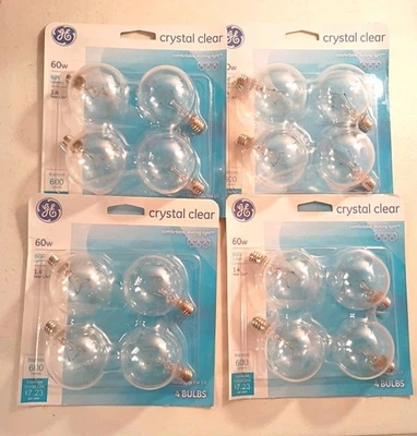 4 Packs Of 4 GE G16.5 Candelabra Base Bulbs Crystal Clear 60W  16 Bulbs - Image 1 of 4