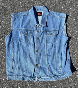 Vintage Top Gear Denim Weste Blau Jeansjacke 3XL Biker Grunge Y2K Streetwear Punk - Bild 1 von 7
