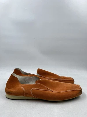 Prada Orange Suede Contrast Stitch Loafers M 11 - Image 1 of 4