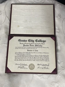 Grove City College Diploma Awarded 1981 Vintage Original Red Leather Case Estate - Picture 1 of 4