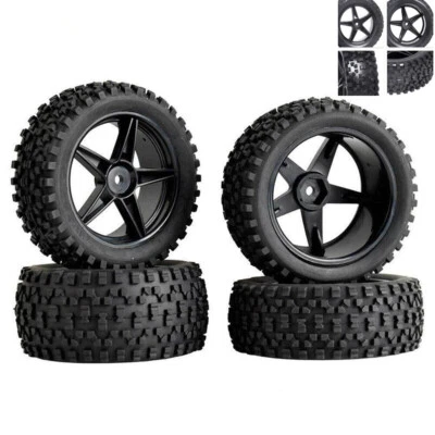 4Pcs RC Tires Wheel Rims for 1/10 HSP Off Road Car Buggy Truck 12mm Hex Hub - Image 1 of 4