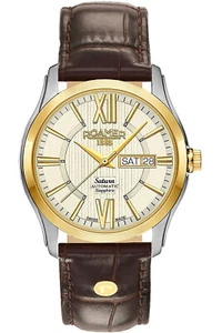 Roamer Saturn II Men's Swiss Made Automatic Watch Dress Champagne Dial NEW - Afbeelding 1 van 12
