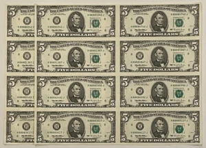 1995 $5 88880242 Matching HI HJ Blocks Prosperity Sheets Lucky Money - Picture 1 of 6