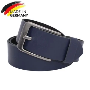 Gürtel Damen Herren Blau Rindleder 4cm Breit Ledergürtel 100% echt Leder Neu - Bild 1 von 4