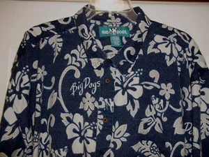 Vtg Big Dogs Men's Button Up Floral Camp Shirt Size 1X /2X Blue Hawaiian Casual - Picture 1 of 7