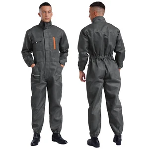 Men Long Sleeve Resistant Coverall Front Half Zipper Dustproof Jumpsuit Workwear - Picture 1 of 40