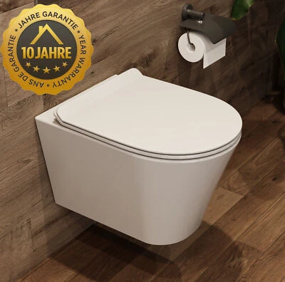 HOROW Spülrandlos Hänge Toilette WC mit Nano-Beschichtung Lotus-Effekt Soft Close Sitz