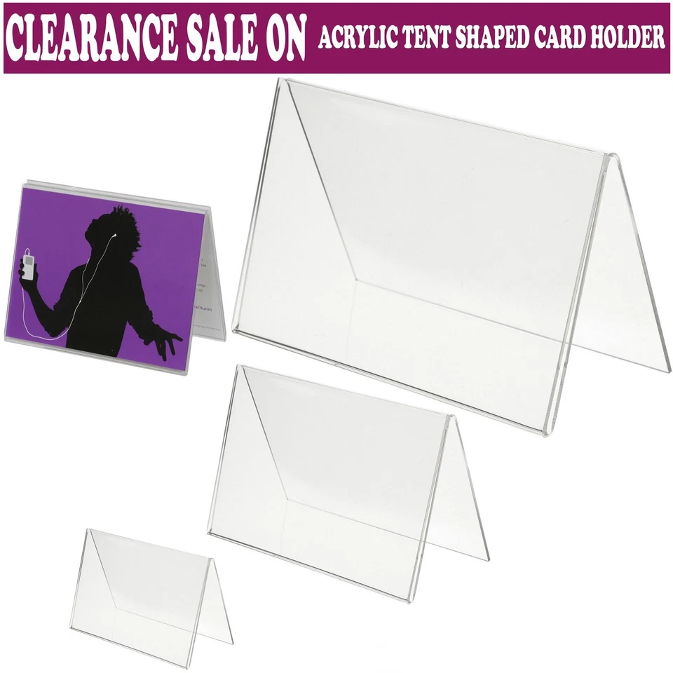 Acrylic Clear Menu Show card Name Place Table Setting Display Tent Stand Holder  - Image 1 of 1