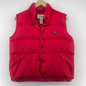 LL BEAN Vest Kids L 14 16 Goose Down Insulated Puffer Quilted Snap Front Red - Picture 1 of 15