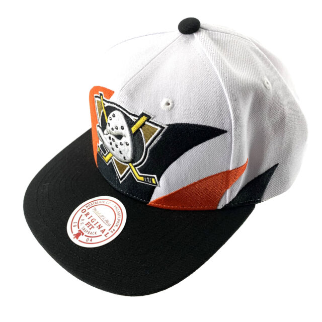 Anaheim Ducks Mitchell & Ness Vintage Snapback Hat - Cream/Orange