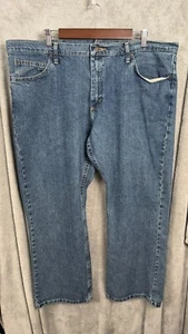 Pantalones de mezclilla informales Magellan para hombre 42 azul 100 % algodón pierna ancha 5 bolsillos cremallera mosca - Imagen 1 de 7