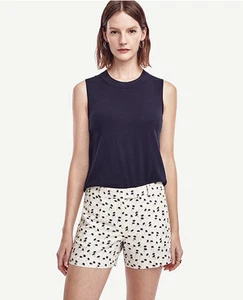 Pantalones Cortos Ann Taylor - Talla 16 Crema y Azul Palmera City Walking Resort $59 (S7) - Imagen 1 de 3