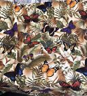 PER HALF YARD Tropical Jungle Butterfly Print Cotton Fabric
