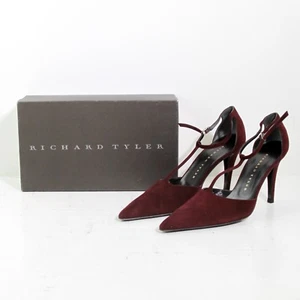 HERMOSAS BOMBAS RICHARD TYLER BURDEOS GAMUZA VINO TOBILLO CORREA EN T TALLA EE. UU. 9-1/2 - Imagen 1 de 10