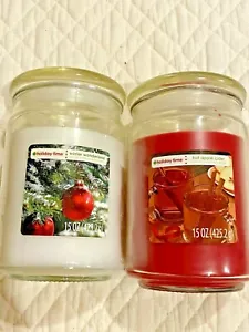 2 candele vaso vetro sidro mela invernale paese delle meraviglie / mela calda 15 oz nuove vecchio magazzino - Foto 1 di 8