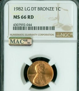 1982 LG DT BRONZ LINCOLN CENT NGC MS66 RED PQ MAC SPOTLESS * - Picture 1 of 2