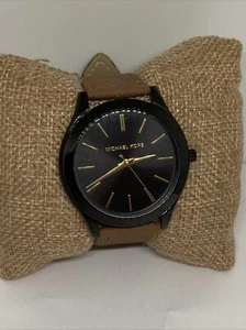Michael Kors Slim Runway MK3221 Unisex Brown Leather Analog Dial Watch WFH195 - Picture 1 of 11
