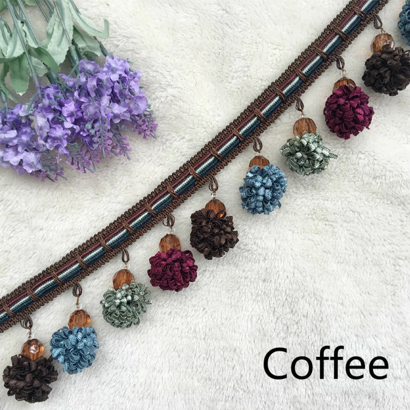 Pom Curtain Ribbon Balls Tassel Trims Fringe Edging Sewing Fabric DIY - Image 1 of 4