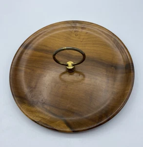 Oregon Myrtlewood Handmade Wooden Bowl Candy Nut Dish Handle Tray 8.5” Vintage - Picture 1 of 11