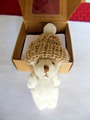Teddy  Bear /  Pocket Size With Beanie Hat * {  BEIGE  } ** Free  Shipping - Image 1 of 4