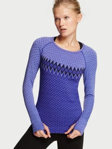 Victoria's Secret VSX Sport T-shirt a strati manica lunga senza cuciture viola, L/G, nuova con etichette - Foto 1 di 12