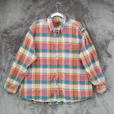 Boston Trader 法兰绒衬衫多色格子棉质长袖 XL 休闲 — 第 1/4 张图片