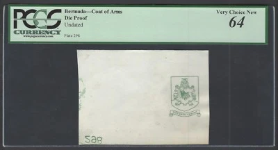 Bermuda Coat of Arms Undated Die Proof Test Note Uncirculated  - Image 1 of 2