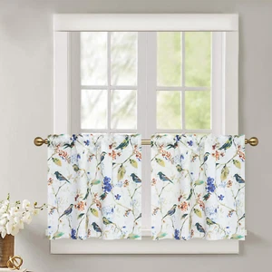 Bird & Floral Short Curtain Panels for Kitchen, 24 Inch, 2-Pack - Picture 1 of 13