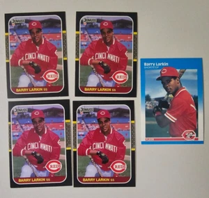 (5) 1987 Barry Larkin Reds Baseball Rookie RC (1) Fleer #204 (4) Donruss #492 - Bild 1 von 2