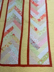 Homemade Crib Lap Nap Baby Quilt Floral Yellow Orange Wall Hanging 62" X 47" - Picture 1 of 10