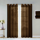 Dainty Homes Brown Solid Semi-Sheer Grommet Curtain Window Panels 2 Pair 84"