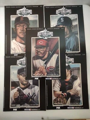 2001 MLB All Star Game program cover REPRINT SET of 5, Jeter Ichiro Griffey +2 - Image 1 of 4