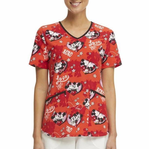 Scrubstar Women's Novelty Halloween Christmas Disney Print Nurse Scrub Top - Image 1 of 1