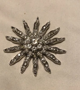 Vintage Silber Sunburst Pin glänzend Strass Stil - Bild 1 von 3