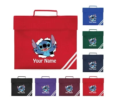 QUADRA Personalisierte Buchtasche mit Namen Lilo Stitch Schulanfang Paddelgriff PE Kit Tasche