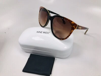 Nuevas gafas de sol Nine West NW580S 213 negras con estampado de animales marrones 56 mm con estuche Foto 1 de 4