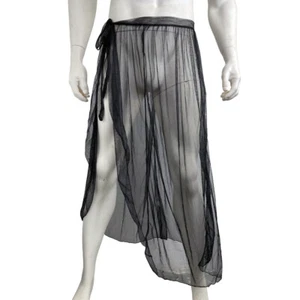 Men Sexy Lingerie Skirt Sarong Nightdress Gay Clubwear Party Sheer Bathrobe Chic - Picture 1 of 13