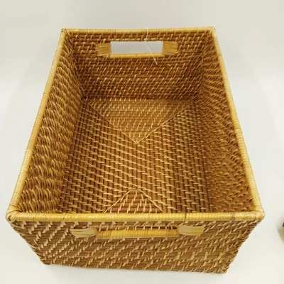 Artifacts Tava Handwoven Rattan Rectangular Storage Basket Box Medium 14"x10"x6" - Image 1 of 4