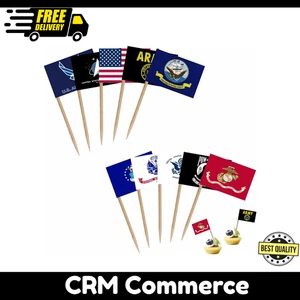 US Military Toothpick Flag Set Army Armed Forces All Branche Small - Picture 1 of 8