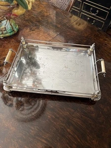 Victorian Silver Plated Rectangular Tray With Scroll Handles - Picture 1 of 13