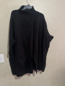 LC Lauren Conrad Women’s Short Sleeve Button Close Neck Open Cardigan Black OSFM - Picture 1 of 7