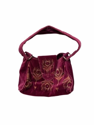 Bolso de Hombro Y2K Antiguo Azul Marino Terciopelo Pavo Real Foto 1 de 4