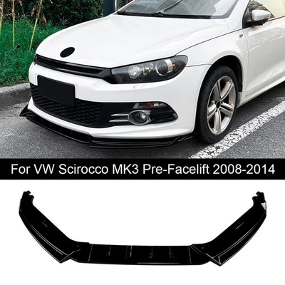 Divisor delantero para VW SCIROCCO III 2008-2014 kit de carrocería de parachoques alerón negro - Imagen 1 de 4