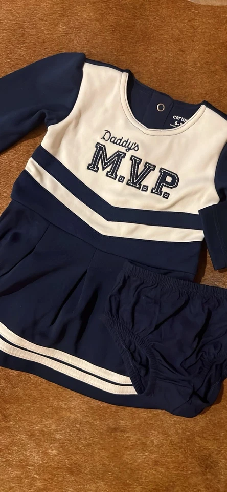 Carters 6-9 month Daddy's MVP cheerleading outfit costume 2 piece - Image 1 of 4